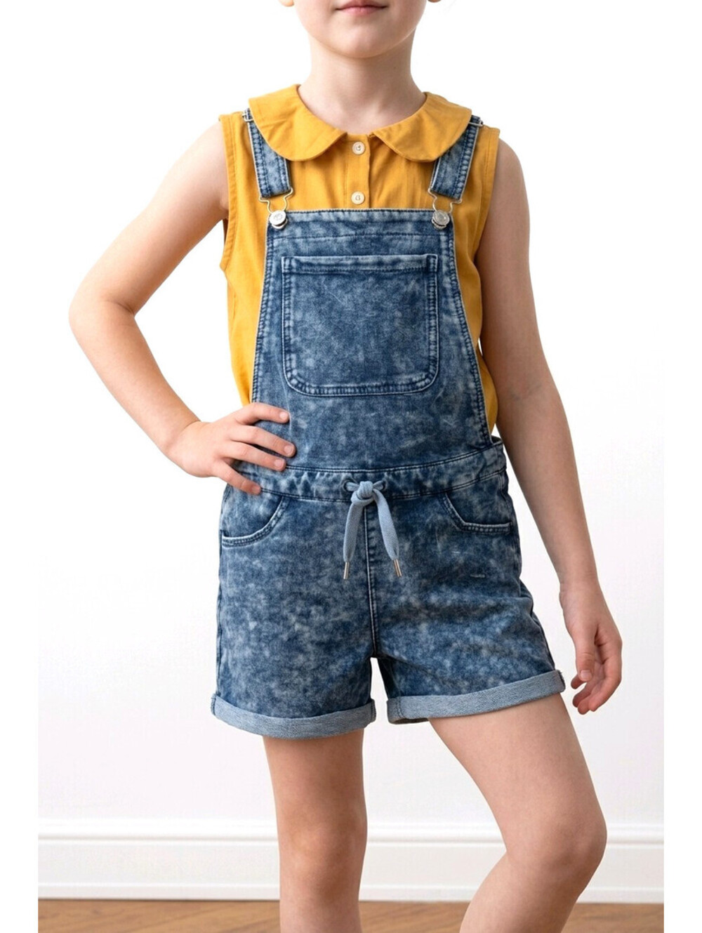 Justice Girls Acid Wash Denim Shortalls sz Small